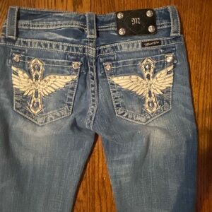 Miss Me Blue Boot Cut Jeans with Embellished Pockets